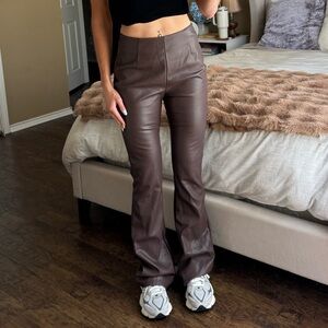 ASOS Chocolate Brown Leather Flare Pants